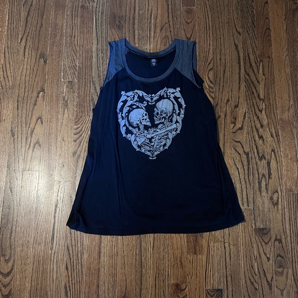 torrid Tops - Torrid Skeletons in Love Black & Gray Tank Top, Plus Size 1